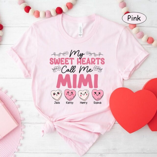 Personalized “My Sweet Hearts Call Me Grandma” Shirt – Custom with Grandkids’ Names