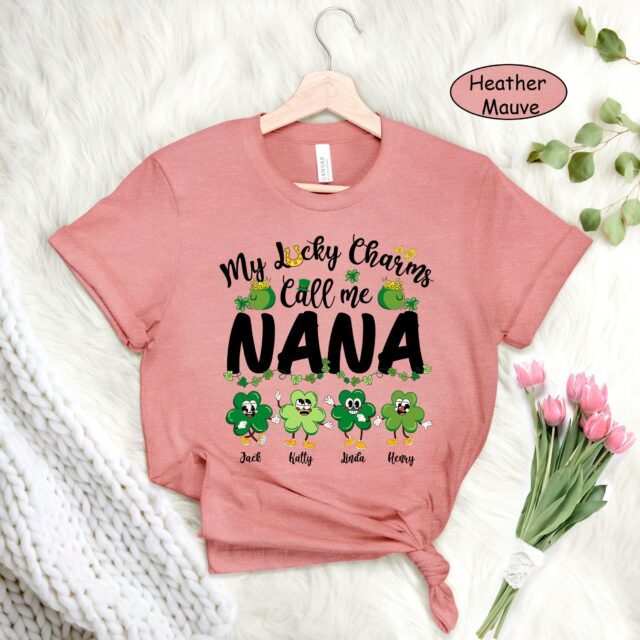“My Lucky Charms Call Me Grandma” Shirt – Custom St. Patrick’s Day Gift with Grandkids’ Names