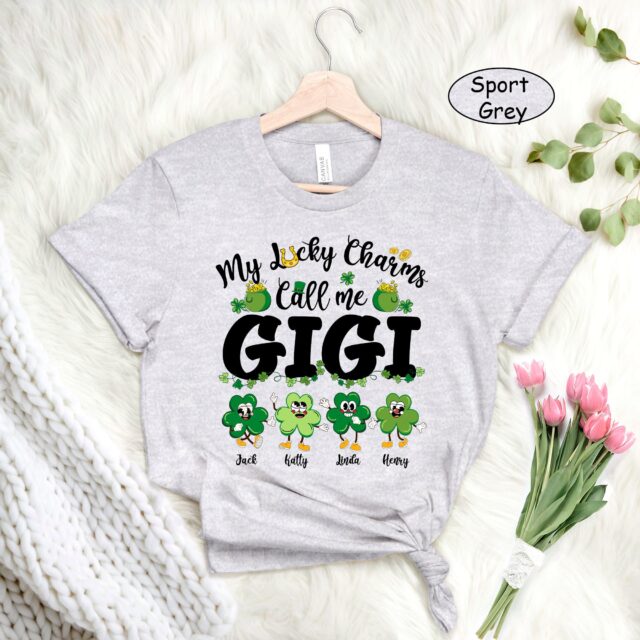 “My Lucky Charms Call Me Grandma” Shirt – Custom St. Patrick’s Day Gift with Grandkids’ Names