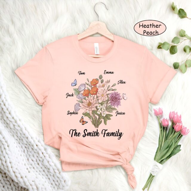 Custom Birth Month Flower Family Shirt – Personalized Birthday Flowers