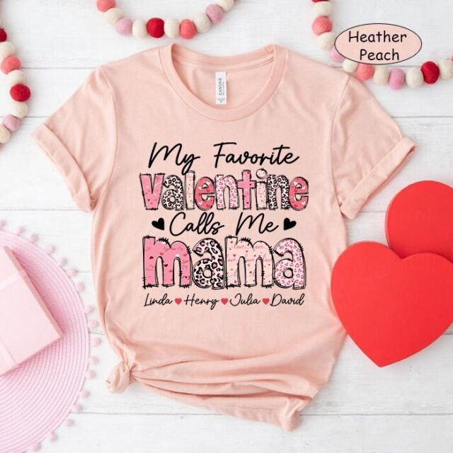 Personalized Valentine Mama Shirt – Custom Grandma with Grandkids’ Names