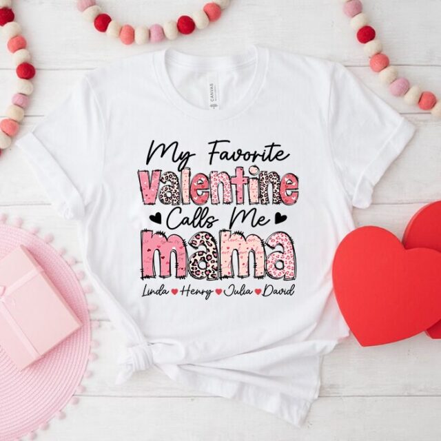 Personalized Valentine Mama Shirt – Custom Grandma with Grandkids’ Names