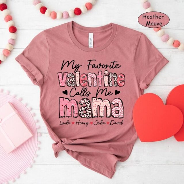 Personalized Valentine Mama Shirt – Custom Grandma with Grandkids’ Names