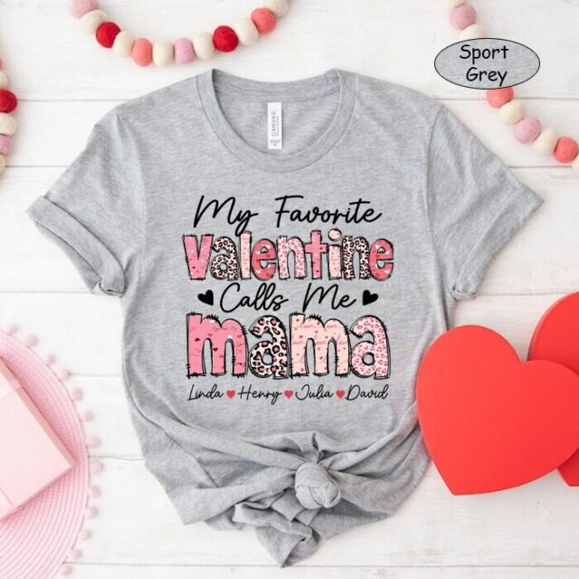 Personalized Valentine Mama Shirt – Custom Grandma with Grandkids’ Names