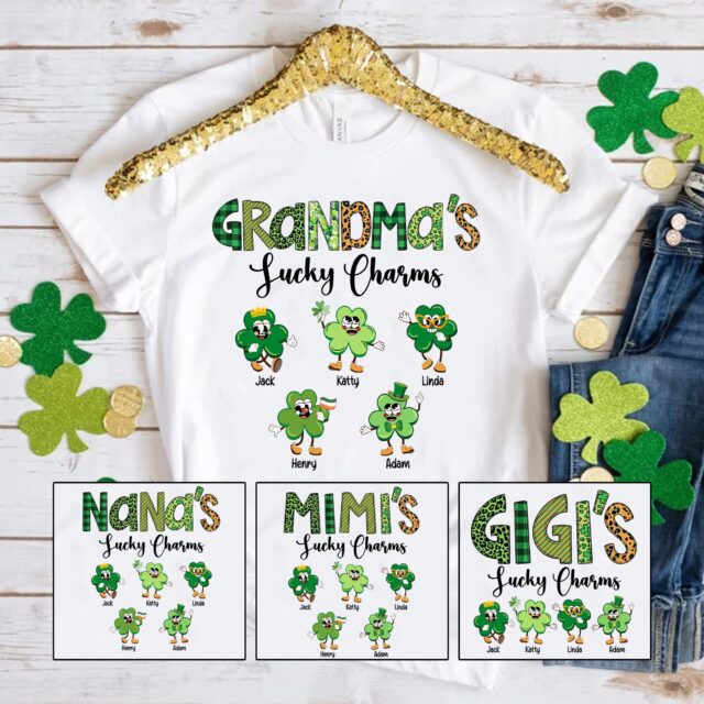 Custom “Grandma’s Lucky Charms” St. Patrick’s Day Shirt – With Grandkids’ Names