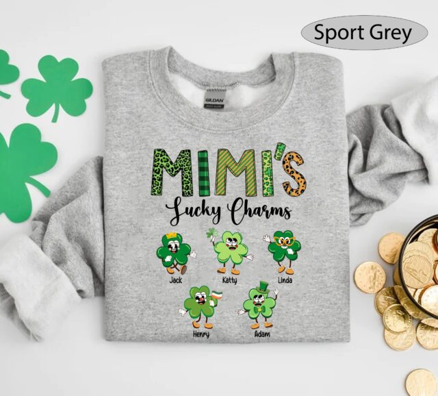 Custom “Grandma’s Lucky Charms” St. Patrick’s Day Shirt – With Grandkids’ Names