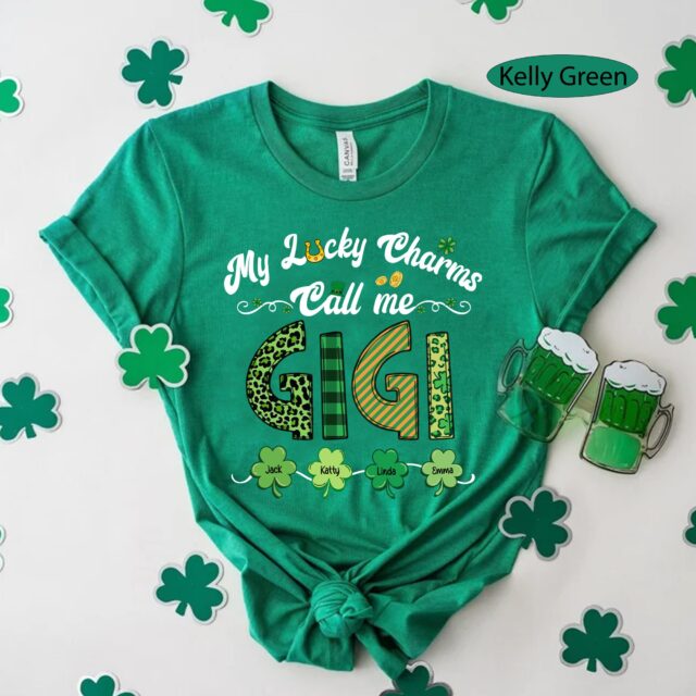 Custom “My Lucky Charms Call Me Grandma” Shirt – St. Patrick’s Day Gift with Grandkids’ Names