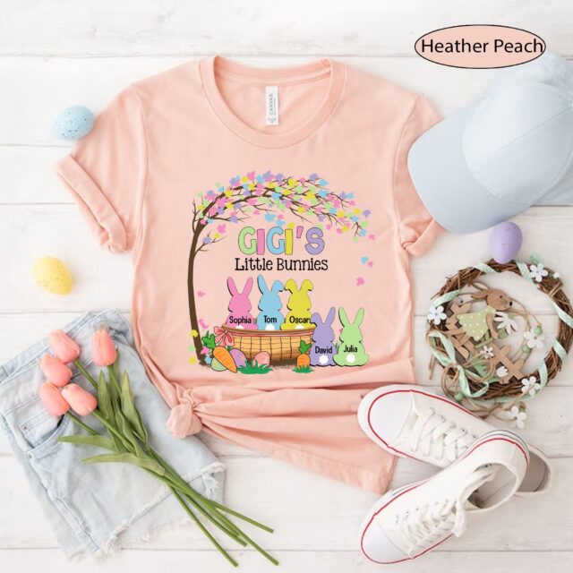 Personalized Grandma Shirt – Grandma’s Little Bunnies Easter Shirt with Custom Kids’ Names