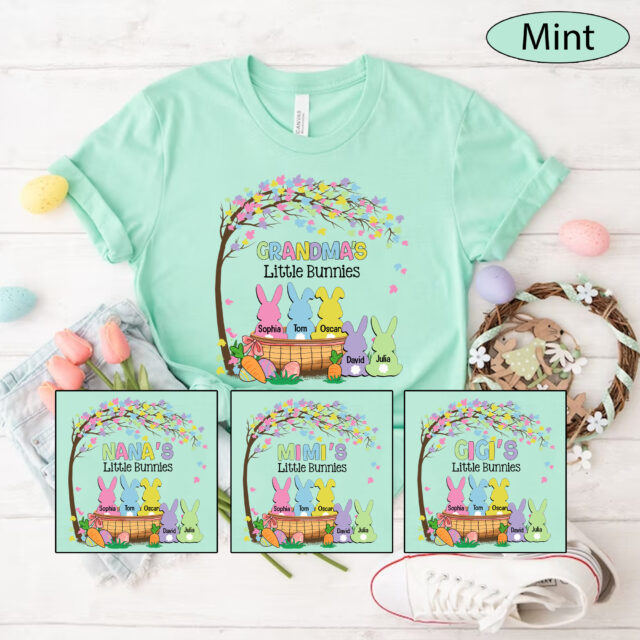 Personalized Grandma Shirt – Grandma’s Little Bunnies Easter Shirt with Custom Kids’ Names