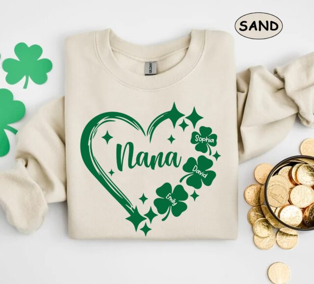 Personalized Grandma Shirt – St. Patrick’s Day Gift with Grandkids’ Names