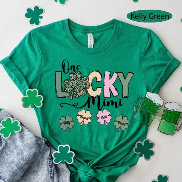 One Lucky Mama Shirt – St. Patrick’s Day Custom Grandma with Grandkids’ Names