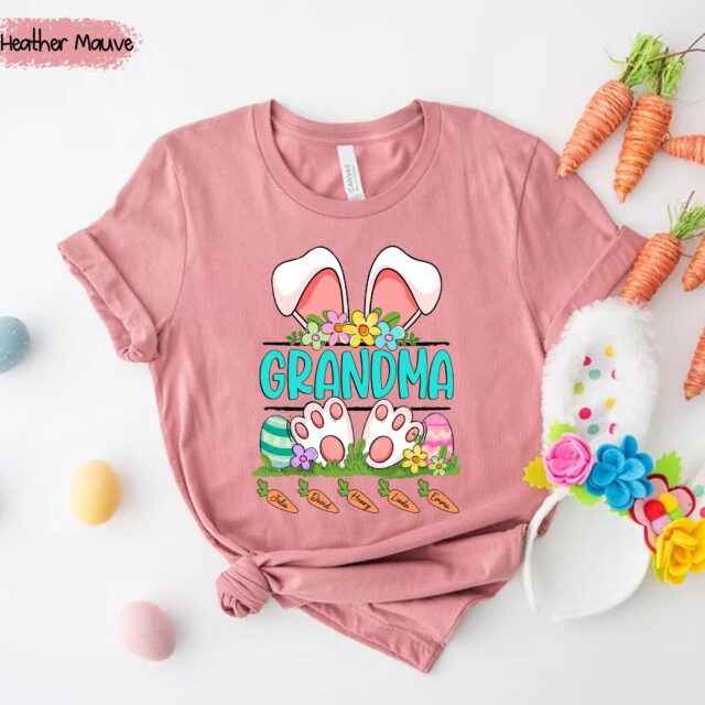Personalized Grandma Shirt – Easter Bunny Shirt with Custom Kids’ Names