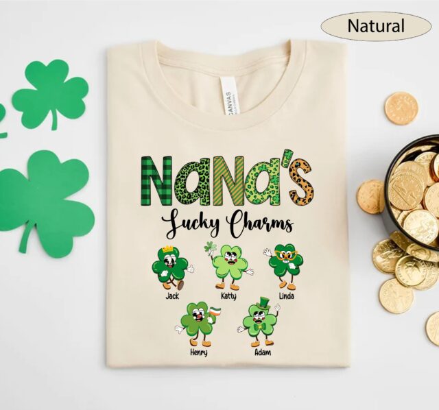 Custom “Grandma’s Lucky Charms” St. Patrick’s Day Shirt – With Grandkids’ Names