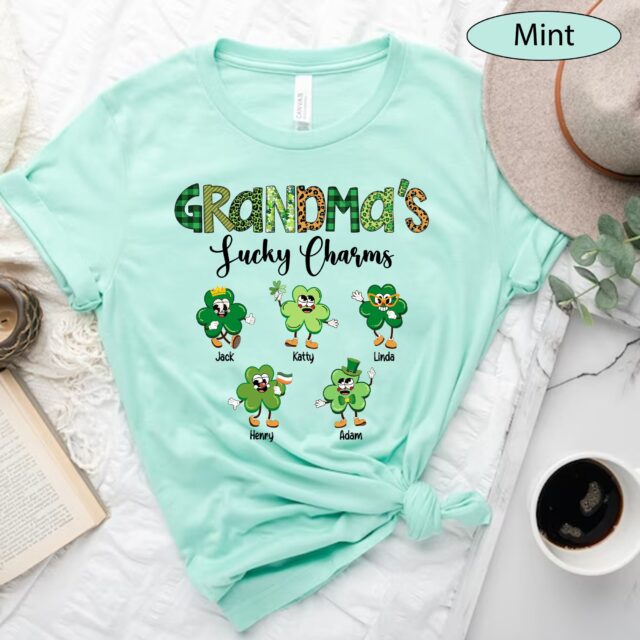 Custom “Grandma’s Lucky Charms” St. Patrick’s Day Shirt – With Grandkids’ Names