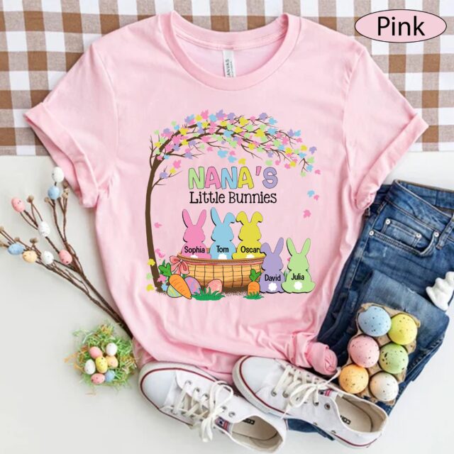 Personalized Grandma Shirt – Grandma’s Little Bunnies Easter Shirt with Custom Kids’ Names