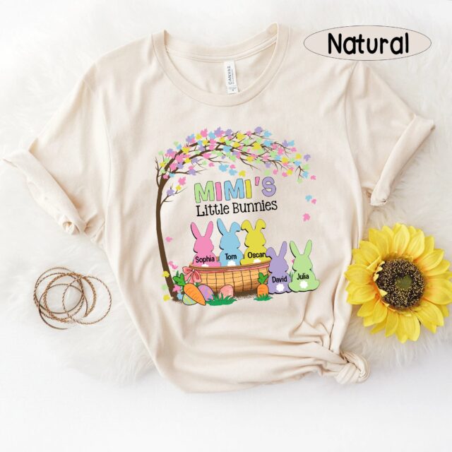Personalized Grandma Shirt – Grandma’s Little Bunnies Easter Shirt with Custom Kids’ Names