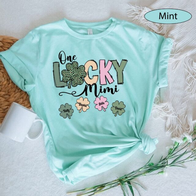 One Lucky Mama Shirt – St. Patrick’s Day Custom Grandma with Grandkids’ Names