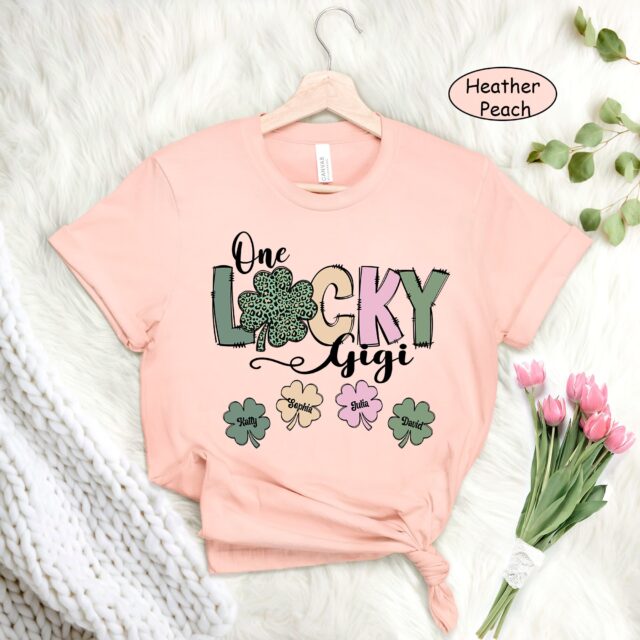 One Lucky Mama Shirt – St. Patrick’s Day Custom Grandma with Grandkids’ Names