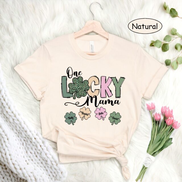 One Lucky Mama Shirt – St. Patrick’s Day Custom Grandma with Grandkids’ Names