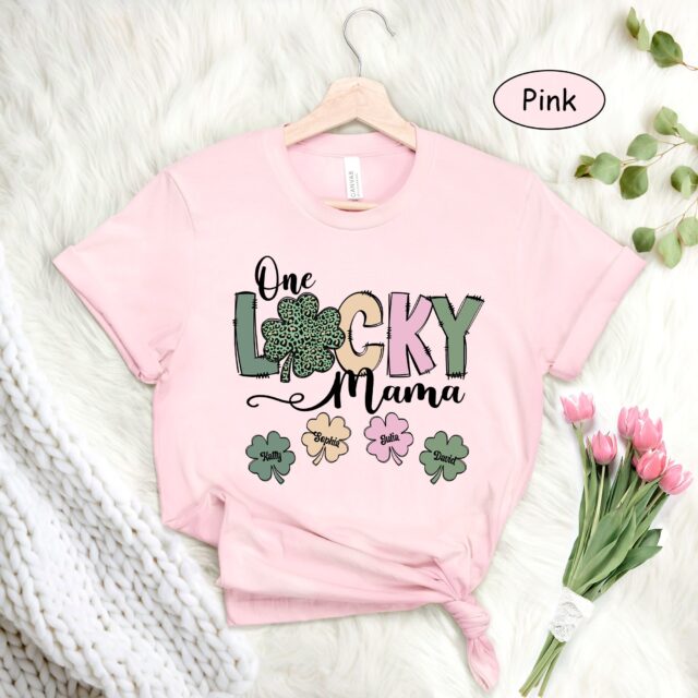 One Lucky Mama Shirt – St. Patrick’s Day Custom Grandma with Grandkids’ Names