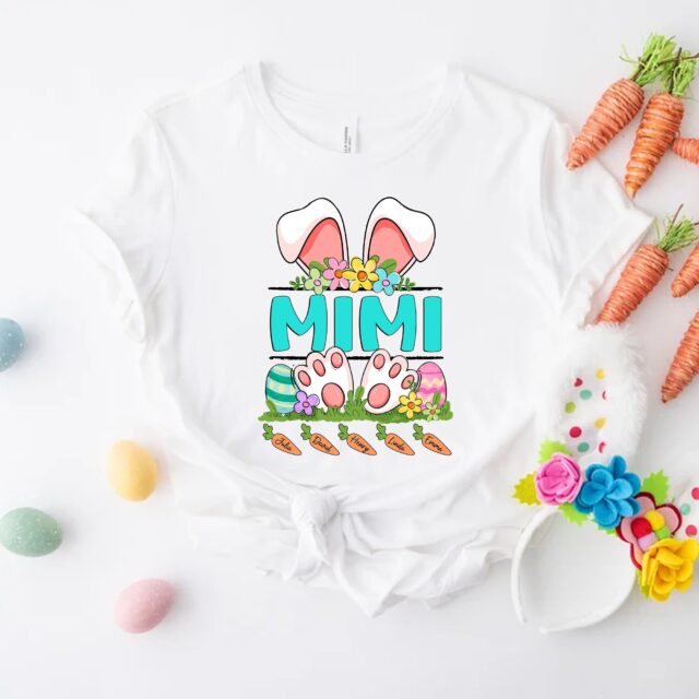 Personalized Grandma Shirt – Easter Bunny Shirt with Custom Kids’ Names