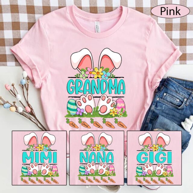 Personalized Grandma Shirt – Easter Bunny Shirt with Custom Kids’ Names