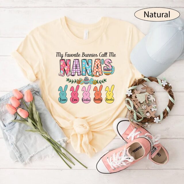 Personalized “My Favorite Bunnies Call Me Grandma” Shirt – Easter Nana, Mimi, Gigi with Kids’ Names