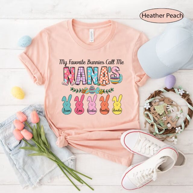 Personalized “My Favorite Bunnies Call Me Grandma” Shirt – Easter Nana, Mimi, Gigi with Kids’ Names