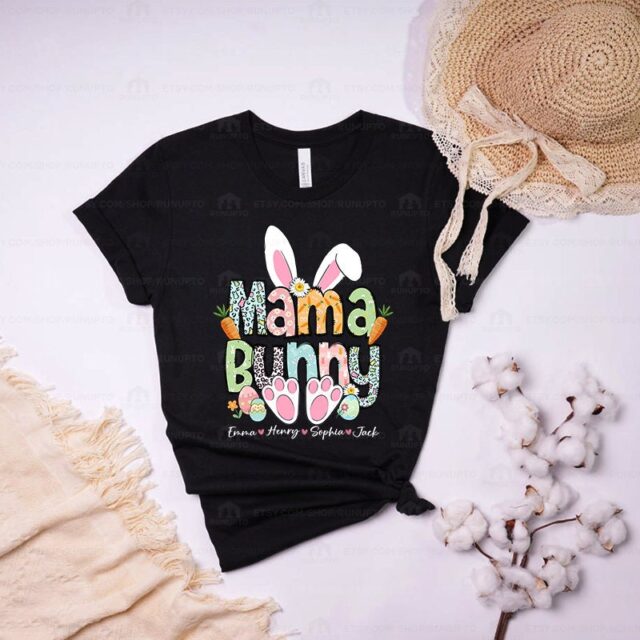 Mama Bunny Shirt – Custom Easter Mom, Nana, Gigi, Mimi Shirt with Kids’ Names