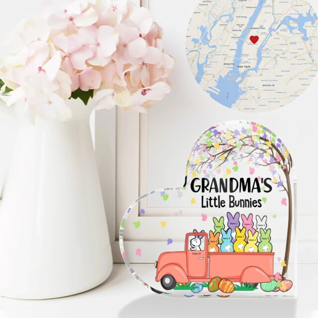 Custom Grandma Easter Acrylic Heart – Personalized “Grandma’s Little Bunnies” Plaque