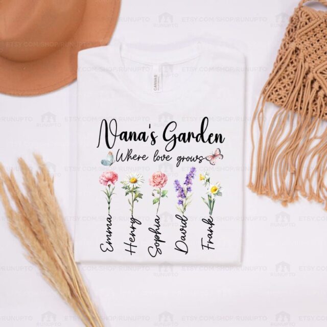 Personalized Grandma’s Garden Shirt – Custom Birth Month Flower Gift for Mimi, Nana, Gigi