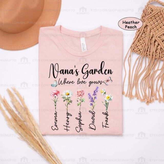 Personalized Grandma’s Garden Shirt – Custom Birth Month Flower Gift for Mimi, Nana, Gigi
