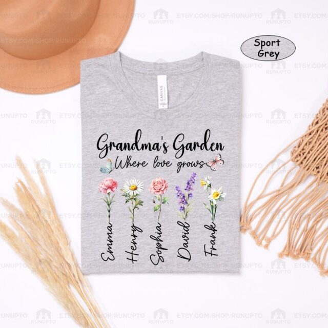 Personalized Grandma’s Garden Shirt – Custom Birth Month Flower Gift for Mimi, Nana, Gigi