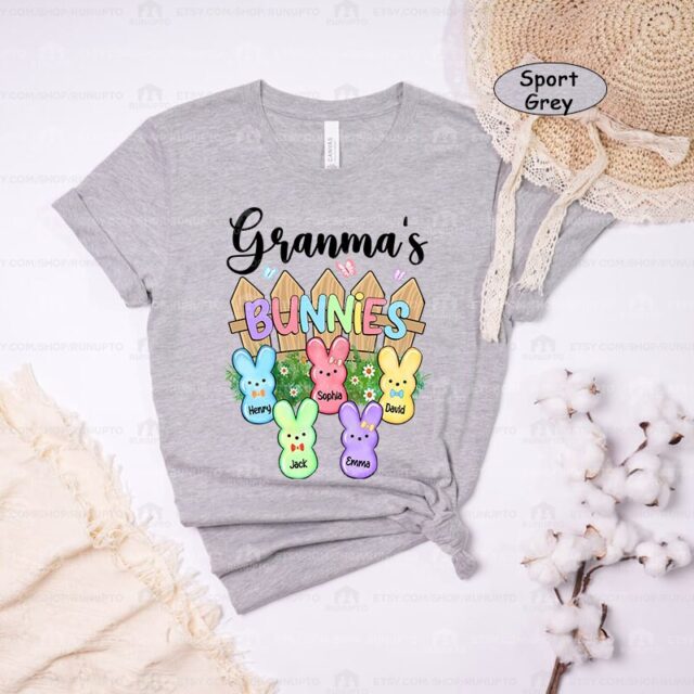 Custom Grandma’s Little Bunnies Shirt – Easter Grandma, Nana, Mimi with Kids’ Names