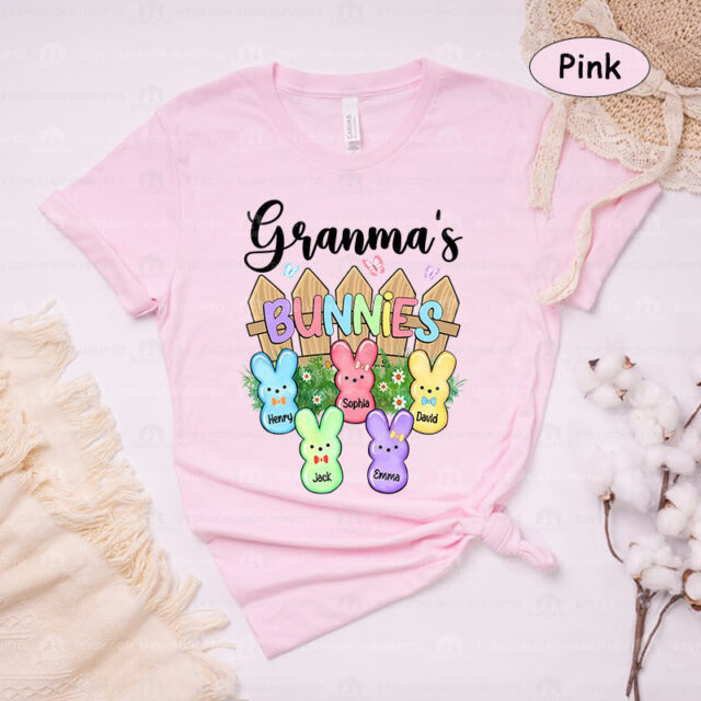 Custom Grandma’s Little Bunnies Shirt – Easter Grandma, Nana, Mimi with Kids’ Names