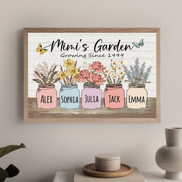 Personalized Grandma’s Garden Poster – Custom Birth Month Flowers for Mother’s Day