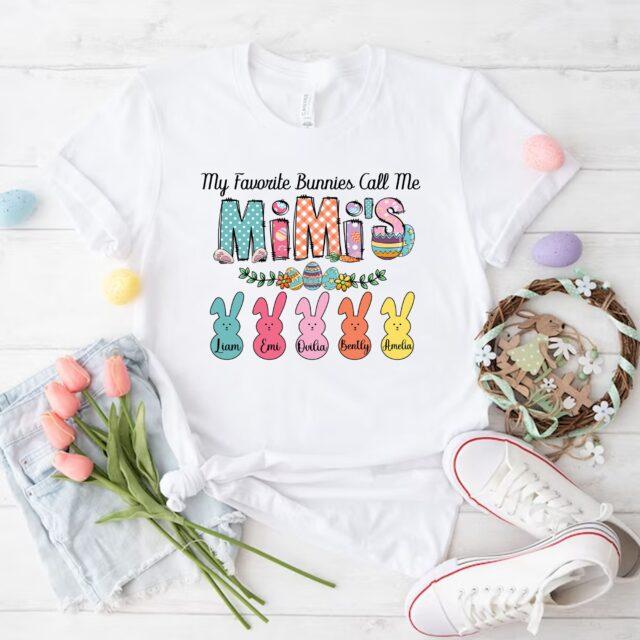 Personalized “My Favorite Bunnies Call Me Grandma” Shirt – Easter Nana, Mimi, Gigi with Kids’ Names