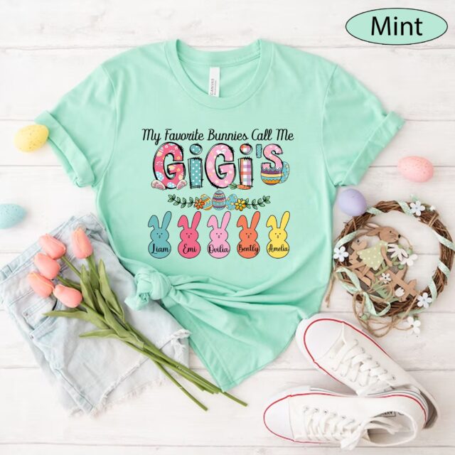 Personalized “My Favorite Bunnies Call Me Grandma” Shirt – Easter Nana, Mimi, Gigi with Kids’ Names