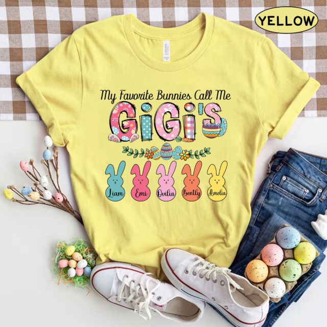 Personalized “My Favorite Bunnies Call Me Grandma” Shirt – Easter Nana, Mimi, Gigi with Kids’ Names