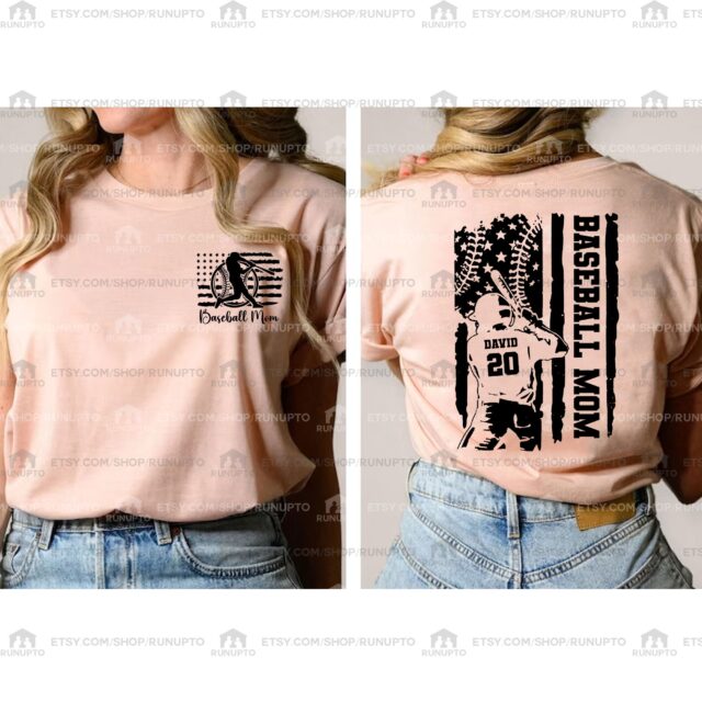 Personalized Baseball Mom Shirt – Custom Name & Number Sports Tee