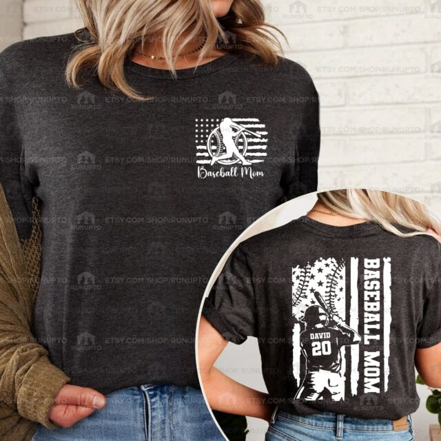 Personalized Baseball Mom Shirt – Custom Name & Number Sports Tee