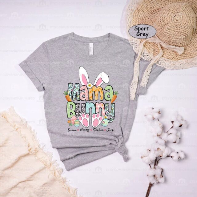 Mama Bunny Shirt – Custom Easter Mom, Nana, Gigi, Mimi Shirt with Kids’ Names