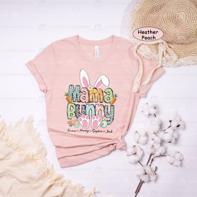 Mama Bunny Shirt – Custom Easter Mom, Nana, Gigi, Mimi Shirt with Kids’ Names