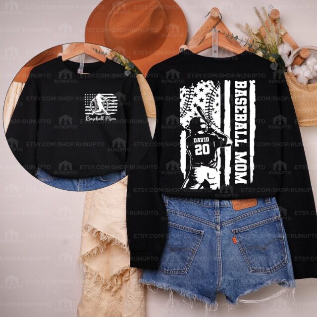 Personalized Baseball Mom Shirt – Custom Name & Number Sports Tee