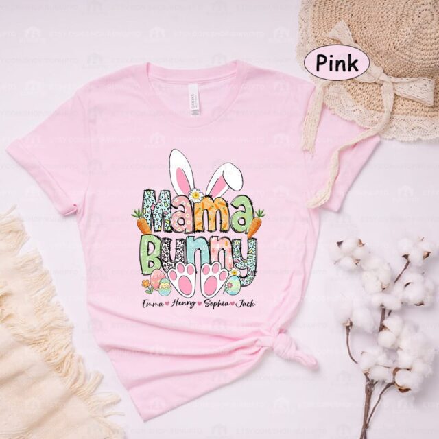 Mama Bunny Shirt – Custom Easter Mom, Nana, Gigi, Mimi Shirt with Kids’ Names