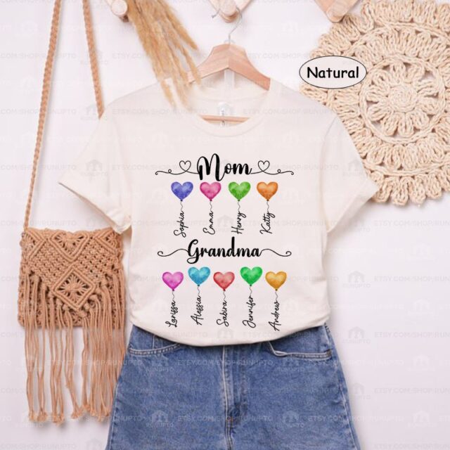 Personalized First Mom Now Grandma Shirt – Custom Grandma Shirt with Kidnames