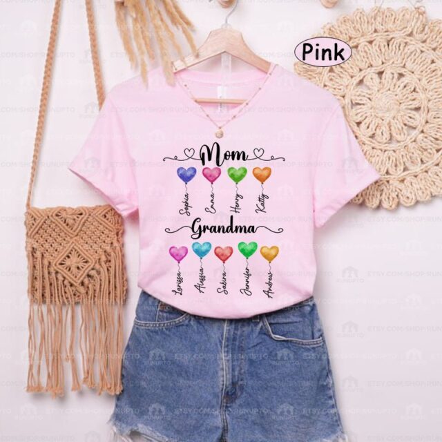 Personalized First Mom Now Grandma Shirt – Custom Grandma Shirt with Kidnames
