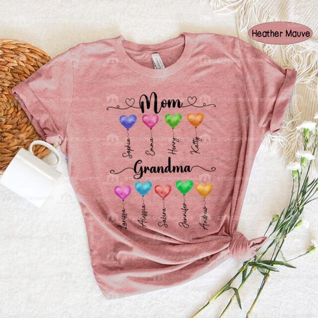 Personalized First Mom Now Grandma Shirt – Custom Grandma Shirt with Kidnames