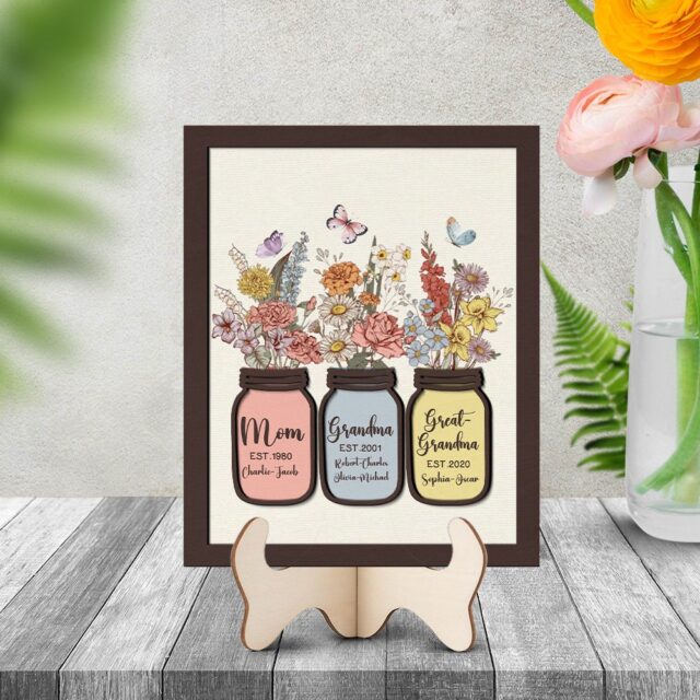 Personalized Great Grandma Wooden Sign with Grandkids Names – Mother’s Day Gift