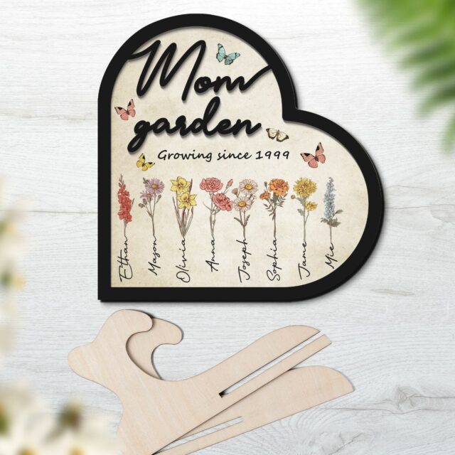 Grandma’s Wooden Sign with Birth Flowers – Custom Mom’s Garden Gift for Mother’s Day